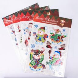Shatchi 3D Christmas Window Stickers Colourful - 4 Assorted Sheets Clings Reusable Glass Snowflakes Sticker Christmas Scene, PVC - thumbnail 6