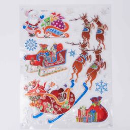 Shatchi 3D Christmas Window Stickers Colourful - 4 Assorted Sheets Clings Reusable Glass Snowflakes Sticker Christmas Scene, PVC - thumbnail 3