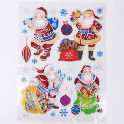 Shatchi 3D Christmas Window Stickers Colourful - 4 Assorted Sheets Clings Reusable Glass Snowflakes Sticker Christmas Scene, PVC - thumbnail 4