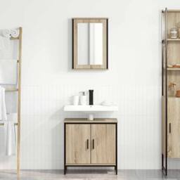 Berkfield Home Elegant 2 Piece Bathroom Furniture Set Sonoma Oak Engineered Wood in Beige - thumbnail 2