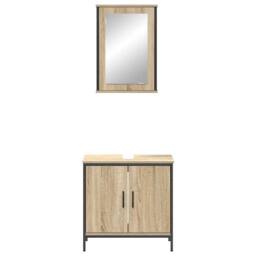 Berkfield Home Elegant 2 Piece Bathroom Furniture Set Sonoma Oak Engineered Wood in Beige - thumbnail 7