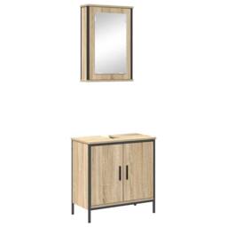 Berkfield Home Elegant 2 Piece Bathroom Furniture Set Sonoma Oak Engineered Wood in Beige - thumbnail 3