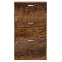 Berkfield Home Shoe Cabinet Smoked Oak 59x17x108 cm Engineered Wood in Brown - Size: 59 x 17 x 108 cm - thumbnail 6