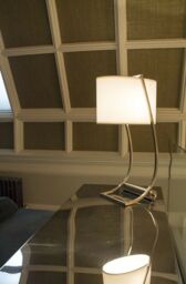 Loops Table Lamp USB Port in Base White Cotton Fabric SHade Bali Brass LED E27 60W - thumbnail 3