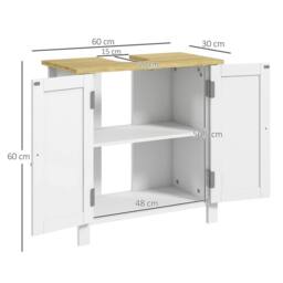 Kleankin Bathroom Under Sink Cabinet with Adjustable Shelf, White - thumbnail 3