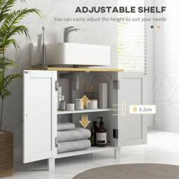 Kleankin Bathroom Under Sink Cabinet with Adjustable Shelf, White - thumbnail 6