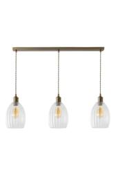 ValueLights Cheltenham Clear Ribbed Glass Dome 3 Drop Bar Diner Ceiling Light in Bronze - thumbnail 6