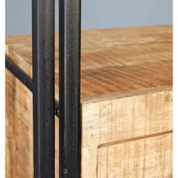 Indian Hub Cosmo Industrial Slim Open Bookcase - Solid Mango Wood L40xW55xH200 cm in Brown - thumbnail 3