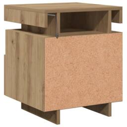 Berkfield Home Bedside Cabinet with LED Lights Artisan Oak 40x39x48.5 cm in Brown - thumbnail 9