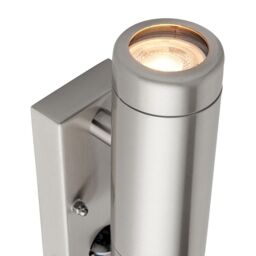 Netlighting Odyssey PIR Motion Sensor Up Down Wall Lamp Brushed Stainless Steel & Clear Glass IP44 in Grey - thumbnail 5