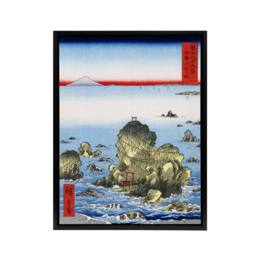 "Artery8 Futami Bay In Ise Province Framed Canvas Wall Art Print Hiroshige in Blue - Size: W12"" x H16""" - thumbnail 1