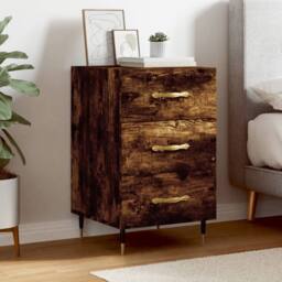 Berkfield Home Bedside Cabinet Smoked Oak 40x40x66 cm Engineered Wood in Brown - Size: 40 x 40 x 66 cm - thumbnail 2