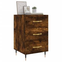 Berkfield Home Bedside Cabinet Smoked Oak 40x40x66 cm Engineered Wood in Brown - Size: 40 x 40 x 66 cm - thumbnail 3