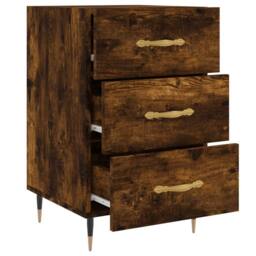 Berkfield Home Bedside Cabinet Smoked Oak 40x40x66 cm Engineered Wood in Brown - Size: 40 x 40 x 66 cm - thumbnail 7