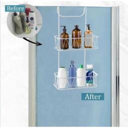 EONLION WHITE Shower Screen Caddy Plastic Coated Non Rusty