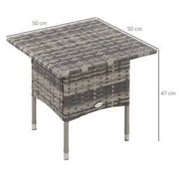 OUTSUNNY PE Rattan Outdoor Coffee Table, Easy Match Rattan Side Table in Grey - thumbnail 3