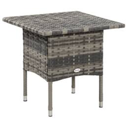 OUTSUNNY PE Rattan Outdoor Coffee Table, Easy Match Rattan Side Table in Grey - thumbnail 2