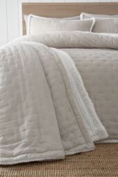 Catherine Lansfield 'Cosy Nori' Soft Sherpa Bedspread in Cream - thumbnail 1