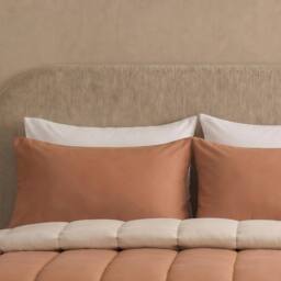 OHS Reversible 10.5 Tog Coverless Duvet with Pillowcases Washable in Terracotta - Size: Double - thumbnail 3