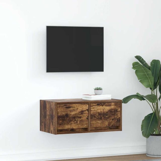 Berkfield Home TV Cabinet Smoked Oak 60x31x25.5 cm Engineered Wood in Brown - image 1