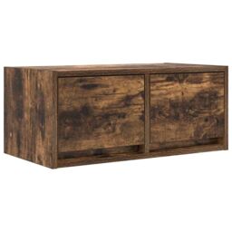 Berkfield Home TV Cabinet Smoked Oak 60x31x25.5 cm Engineered Wood in Brown - thumbnail 2