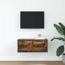 Berkfield Home TV Cabinet Smoked Oak 60x31x25.5 cm Engineered Wood in Brown - thumbnail 3
