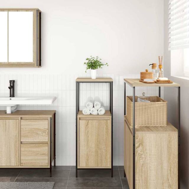 Berkfield Home Durable Bathroom Cabinet with Shelves Sonoma Oak 36x35x95 cm in Natural - Size: 36 x 35 x 95 cm - image 1