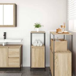 Berkfield Home Durable Bathroom Cabinet with Shelves Sonoma Oak 36x35x95 cm in Natural - Size: 36 x 35 x 95 cm