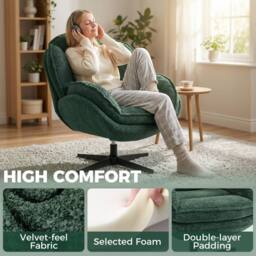 HOMCOM Accent Chair with 360° Swivel for Living Room in Green - Size: Armchair - thumbnail 5