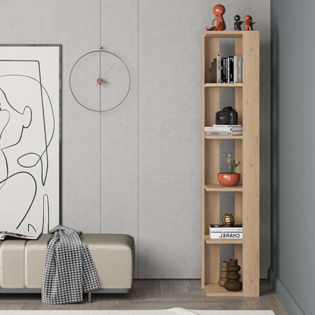 Decortie Nati' Tall Corner Bookcase Modern Shelving Unit 161cm in Natural - Size: 1 Pack - image 1