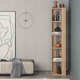Decortie Nati' Tall Corner Bookcase Modern Shelving Unit 161cm in Natural - Size: 1 Pack - thumbnail 1