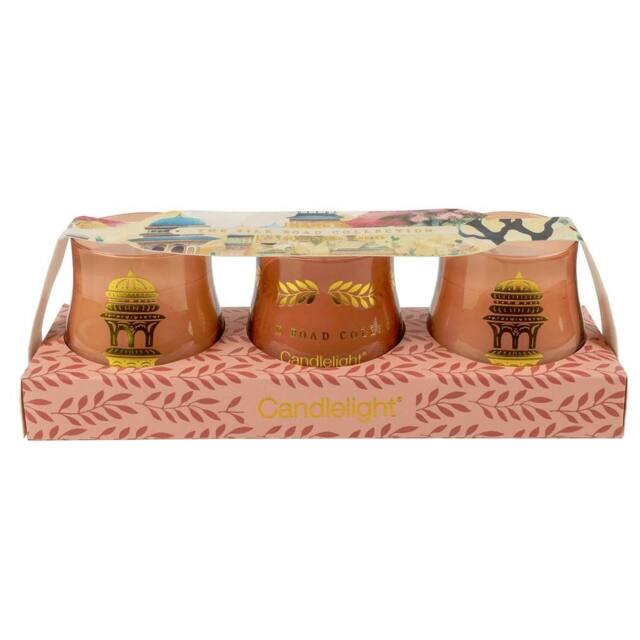 Candlelight The Silk Road Collection Pomegranate & Cassis Set of 3 Candles in Pink - image 1