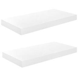 Berkfield Home Floating Wall Shelves 2 pcs High Gloss White 50x23x3.8 cm MDF - thumbnail 2