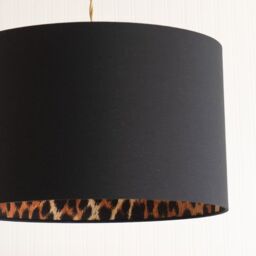 ValueLights Oasis Black Fabric with Leopard Print Inner Drum Ceiling Lamp Shade - Size: Large - thumbnail 4
