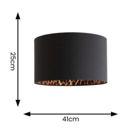 ValueLights Oasis Black Fabric with Leopard Print Inner Drum Ceiling Lamp Shade - Size: Large - thumbnail 7