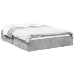 Berkfield Home Modern Bed Frame w/Drawers Frame Concrete Grey 150x200 cm King Size - thumbnail 3