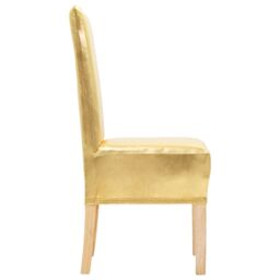 Berkfield Home 6 pcs Straight Chair Covers Stretch Gold - thumbnail 3