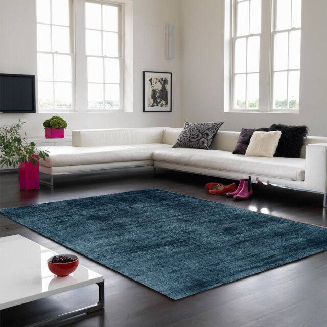 The Rug Shop UK Handmade Luxurious Modern Plain Easy To Clean Area Rug in Teal - Size: 200 cm x 290 cm - image 1