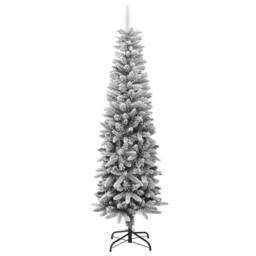 Berkfield Home Artificial Slim Christmas Tree with Flocked Snow 180 cm PVC&PE in White - thumbnail 2