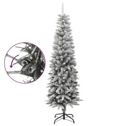 Berkfield Home Artificial Slim Christmas Tree with Flocked Snow 180 cm PVC&PE in White - thumbnail 3