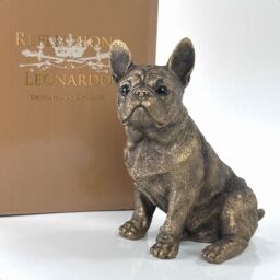Animal Crackers French Bulldog Bronze Effect Dog Figurine From The Reflections Bronzed Range By Leonardo, In Quality Gold Gift Box