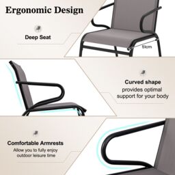 Costway Garden Chairs Set of 2 Outdoor Dining Chairs Patio Bistro Armchairs in Grey - thumbnail 5