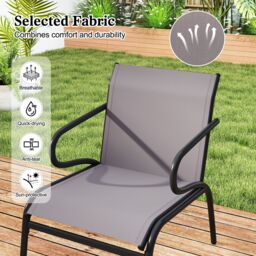 Costway Garden Chairs Set of 2 Outdoor Dining Chairs Patio Bistro Armchairs in Grey - thumbnail 4