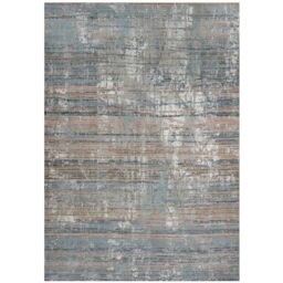 Kukoon Beige Blue Abstract Distressed Effect Area Rug in Mid Blue - Size: 190 cm x 280 cm