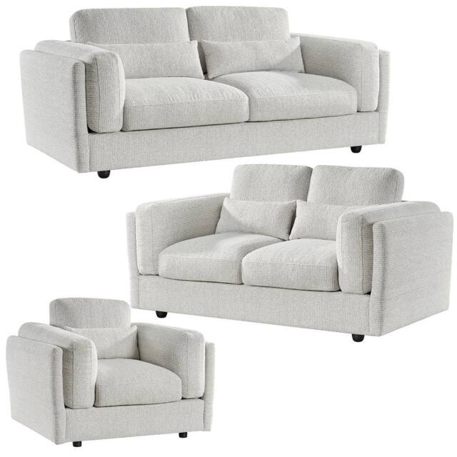 Furnishings For Less UK Bali 3 Piece Sofa Suite Chenille Modern 3 + 2 + 1 Beige - image 1