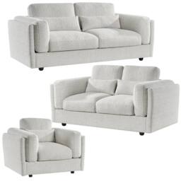 Furnishings For Less UK Bali 3 Piece Sofa Suite Chenille Modern 3 + 2 + 1 Beige - thumbnail 1