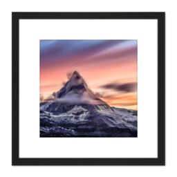Artery8 Ferrara Matterhorn Sunset Mountain Alps Photo 8X8 Inch Square Wooden Framed Wall Art Print Picture with Mount in Black - thumbnail 1