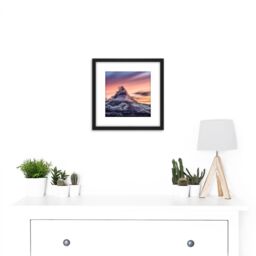 Artery8 Ferrara Matterhorn Sunset Mountain Alps Photo 8X8 Inch Square Wooden Framed Wall Art Print Picture with Mount in Black - thumbnail 2