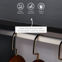 HOMCOM Open Wardrobe Clothes Rail w/ Hanging Rod Storage Closet Organizer in Black - thumbnail 4
