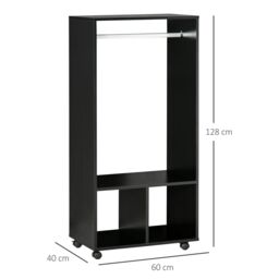 HOMCOM Open Wardrobe Clothes Rail w/ Hanging Rod Storage Closet Organizer in Black - thumbnail 3